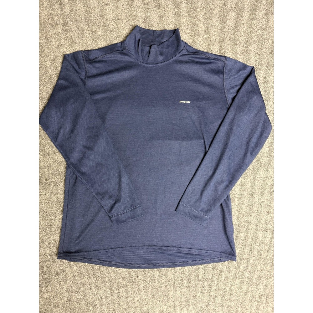 Patagonia Shirt Mens Medium Blue Capilene Mock Neck Long Sleeve Base Layer
